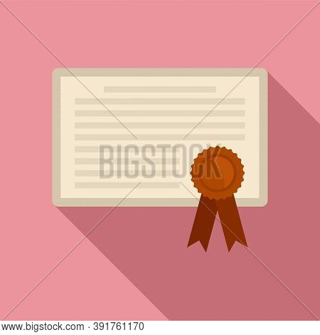 Internship Graduation Diploma Icon. Flat Illustration Of Internship Graduation Diploma Vector Icon F