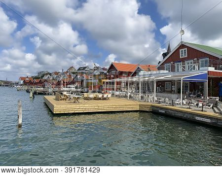 Fjallbacka, Sweden - June 10, 2019: Swedish Fishing Village Fjällbacka On The West Coast In Bohuslan