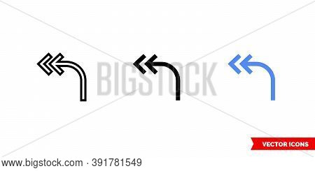 Reply All Arrow Icon Of 3 Types Color, Black And White, Outline. Isolated Vector Sign Symbol.