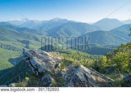 View Of The Mountains In Adygea In August