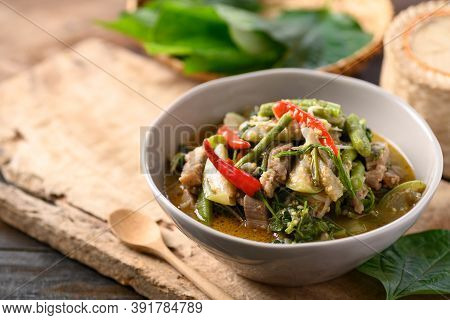 Northern Thai Food (kaeng Khae), Spicy Curry Soup With Pork And Mixed Local Vegetables And Herbs, Ma