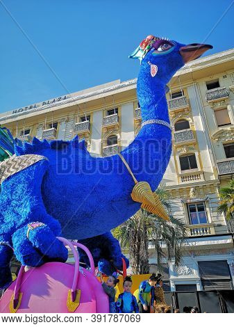 Nice, Cote D'azur, France - February 23, 2020: Nice Carnival (carnaval De Nice).  This Years Theme I