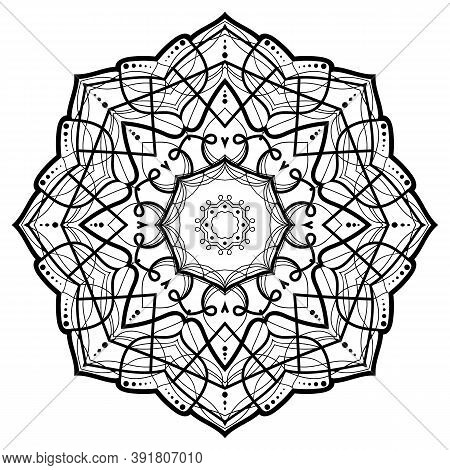 Flower Mandala. Vintage Decorative Elements. Oriental Pattern, Vector Illustration. Coloring Book Pa