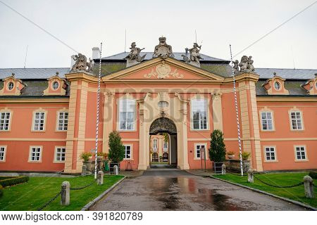 Rococo Chateau With A Distinguished Facade, Magnificent Residence From The 18th Century, Castle Dobr