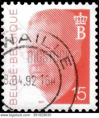 Saint Petersburg, Russia - September 18, 2020: Postage Stamp Issued In Belgium The Image Of The King