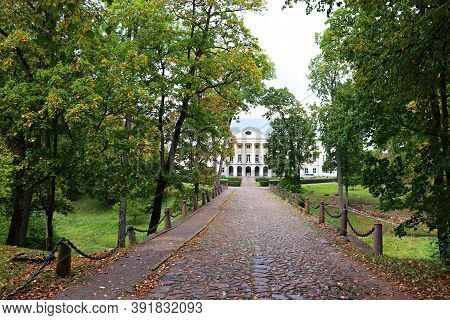 Very Old Stone Bridge In The Park Next To The Manor In The Latvian Kazdanga In October 2020