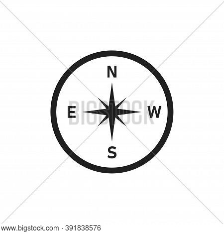 Compass Icon, Vintage Rose Illustration. Map Symbol. Trevel Arrow In Vector Flat