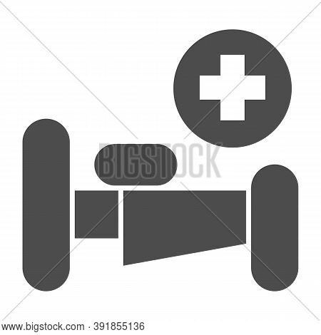 Hospital Bed With Cross Solid Icon, Medical Concept, Emergency Service Sign On White Background, Hos