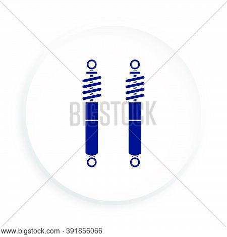 Car Shock Absorber In Neomorphism Style On White Background. Spare Parts For Repair In Car Workshop.