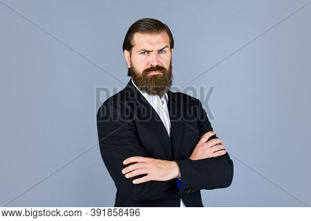 Handsome And Successful Man In Expensive Suit. He Is In White Shirt. Stylish Successful Man In Suit 