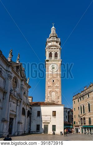 Venice, Italy - Jun 30, 2020: Campo And Chiesa Parrocchia Di Santa Maria Formosa In Venice, Italy In