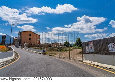 Amatrice, Italy - Jul 03, 2020: The Historic Center Of Amatrice City At July 2020 After The Earthqua