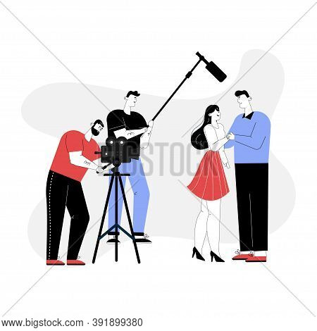 Melodramatic Film Making Romantic Scene With Actors