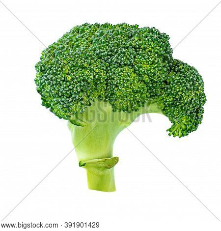 Fresh Broccoli Isolated On White Background, Closeup