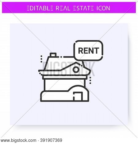 Rent House Line Icon. Rent A Modern Luxury Cottage. Countryside House. Real Estate Agency, Housing B