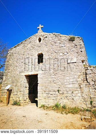 Pic Saint Loup, France - March, 25, 2019: Church At Pic Saint-loup Mountain In Languedoc-roussillon,