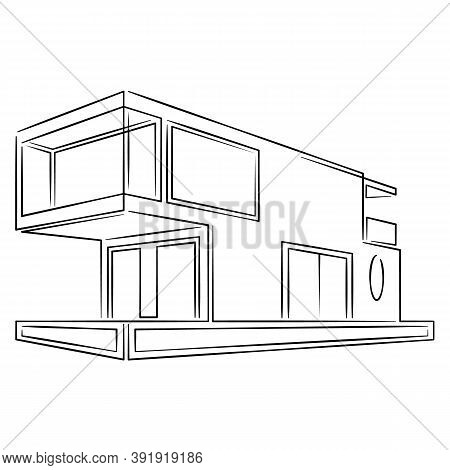 Modern Fashionable Designer Private Residential Building. Minimal Modern Architecture Concept. Count