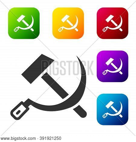 Black Hammer And Sickle Ussr Icon Isolated On White Background. Symbol Soviet Union. Set Icons In Co