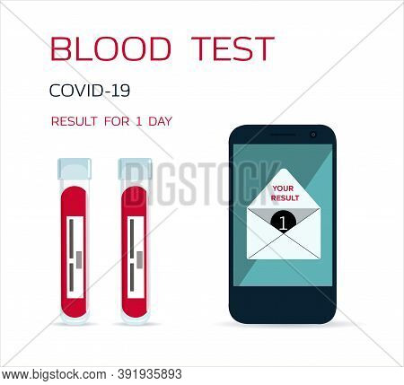 Medical Poster With Medicines, Test Tubes And A Thermometer. Advertising Online Pharmacies Or Remote