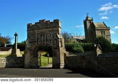 An External View Of The Church Building And Architecture In Chirnside, Scotland.