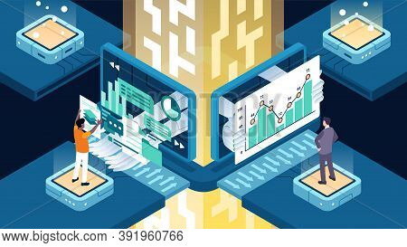 Isometric Vector Illustration Of Business Process Automation Bpa