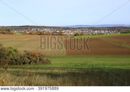 View Over The Heckengau On The Community Weissach In The District Boeblingen