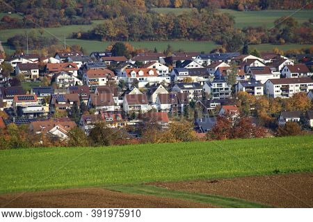View Over The Heckengau On The Community Weissach In The District Boeblingen