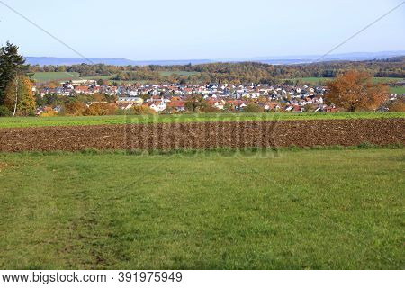 View Over The Heckengau On The Community Weissach In The District Boeblingen