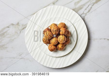 Mediterranean Deep-fried Falafels, Of Chickpeas With Spices With Coriander And Cumin On A Black Plat