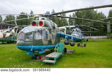 July 18, 2018, Moscow Region, Russia. Transport And Combat Helicopter Mil Mi-24 At The Central Museu