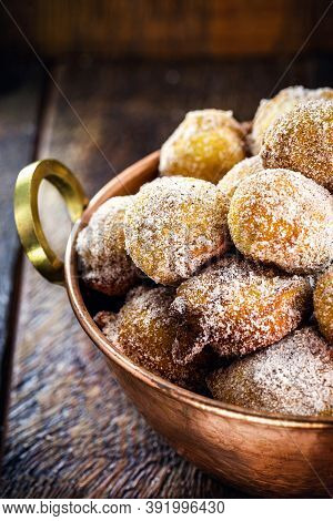 Fritule, Small Croatian Donuts, Is A Sweet Fried Bakery Popular In Croatia, Especially During The Ch