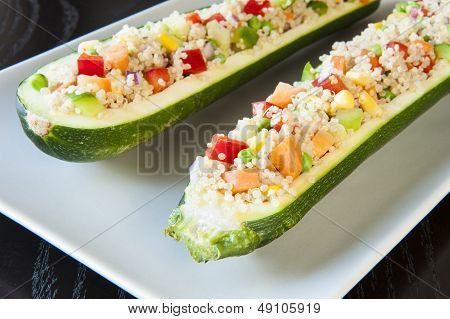 Zuchinis Stuffed With Quinoa And  Vegetables