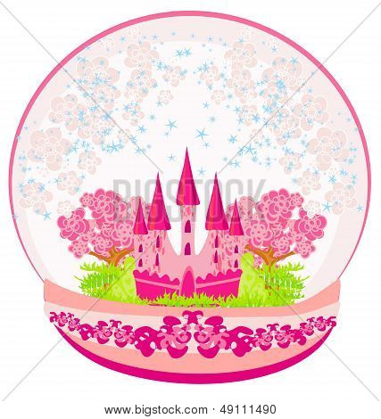 Illustration Of A Pink Castle Inside The Dome