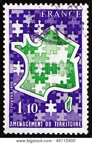 Postage Stamp France 1978 Stylized Map Of France