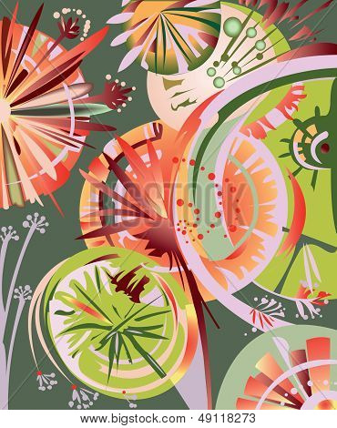 Decorative Composition With Dandelions