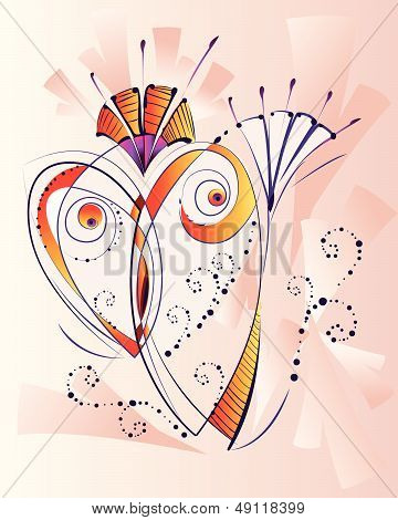 Decorative picture with flowers and heart