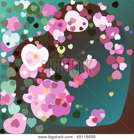 Decorative colored hearts