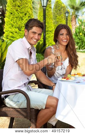 Romantic Couple Enjoying An Outdoor Meal