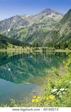 Reflection Of A Mountain In The Lake Vilsalpsee