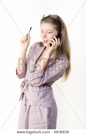 froh, dass Frau Sekretär Gespräche über das Telefon.