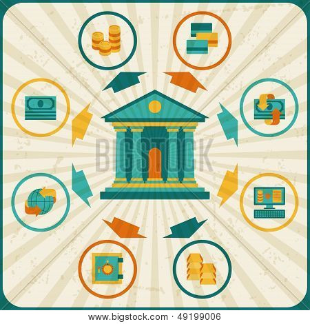 Conceptual banking and business infographic.