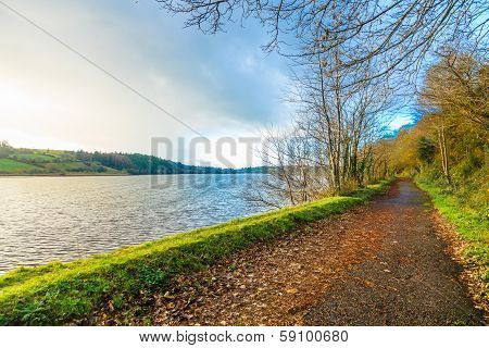 Beautiful Landscape. Autumn Pathway At The River Co.cork, Ireland.