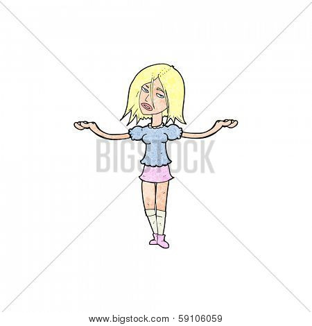 cartoon woman shrugging shoulders