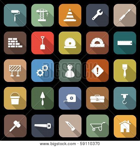 Construction Flat Icons With Long Shadow
