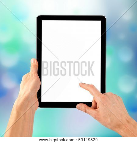 cellphone tablet like ipade in hand for advertisement. computer