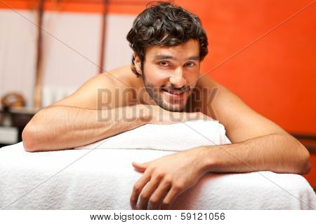 Man having a massage in a spa