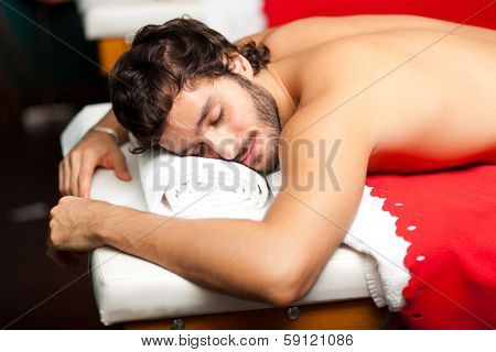 Man having a massage in a spa
