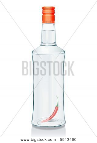 러시아 보드카와 유리 병