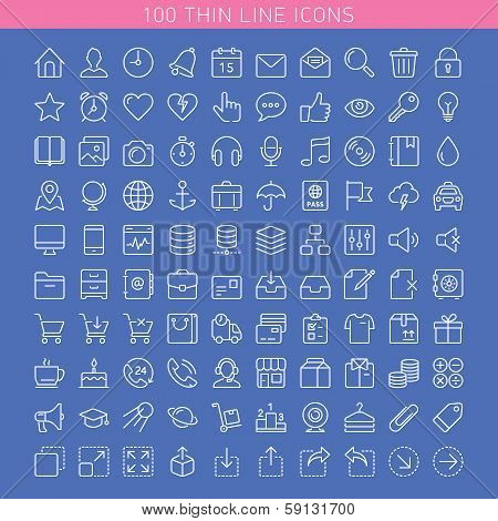 100 Thin Line Icons