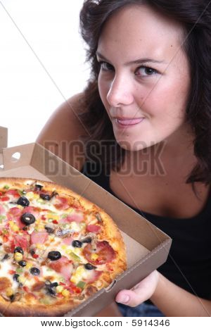 Mädchen Pizza-Ermittlung